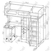Кровать-чердак со столом Токио Fmebel 