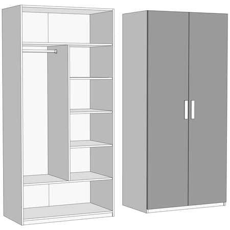 Шкаф двухдверный комбинированный (схема) Fmebel