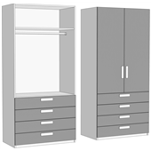 Шафа дводверна зі штангою з 4 ящиками (схема) Fmebel