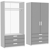 Шафа дводверна зі штангою з 3 ящиками (схема) Fmebel люкс