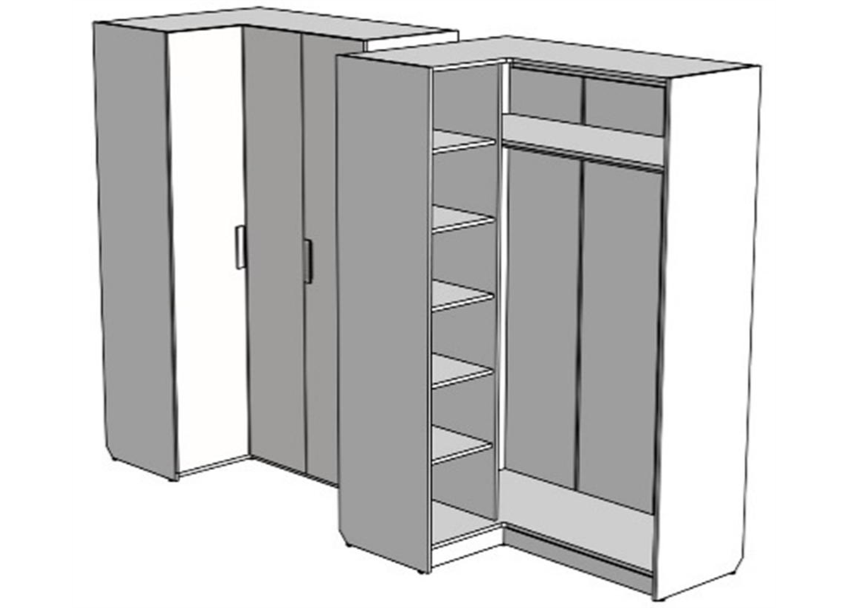 Шкаф с полками угловой (схема) Fmebel люкс