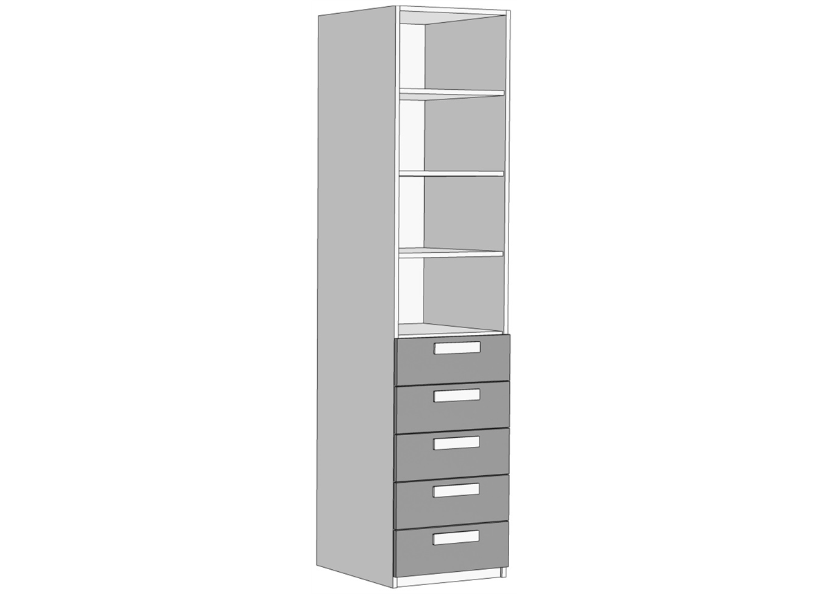 Пенал открытый 5 ящиков (схема) Fmebel люкс
