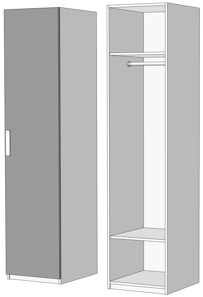 Пенал однодверный со штангой (схема) Fmebel люкс