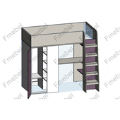 Кровать-чердак со столом Монтана Fmebel