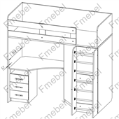 Ліжко-горище зі столом Окленд Fmebel 80x190