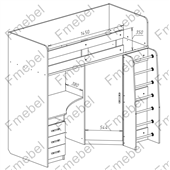 Ліжко-горище зі столом Окленд Fmebel 80x190