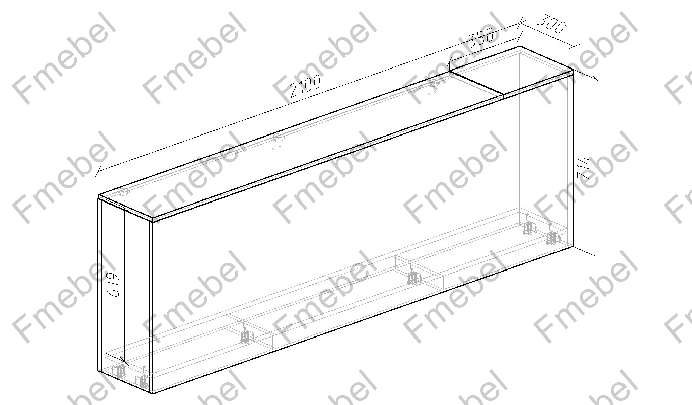 Тумба для білизни 2000 мм (схема) Fmebel люкс