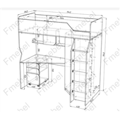 Ліжко-горище зі столом Антверпен Fmebel