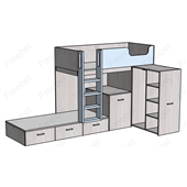 Двухъярусная кровать со шкафом и столом Ла-Пас Fmebel 90x200