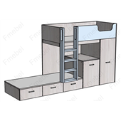 Двоярусне ліжко з шафою та столом Ла-Пас Fmebel 90x200