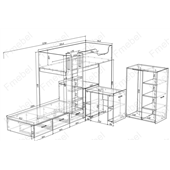 Двоярусне ліжко з шафою та столом Ла-Пас Fmebel 90x200