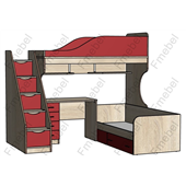 Ліжко-горище для двох дітей зі столом Дейтон Fmebel 80x190