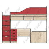 Ліжко-горище для двох дітей зі столом Дейтон Fmebel 80x190