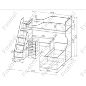 Ліжко-горище для двох дітей зі столом Дейтон Fmebel 80x190