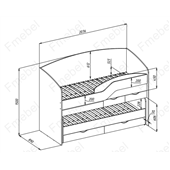 Двоярусне ліжко низьке Вашингтон Fmebel 80x190/200