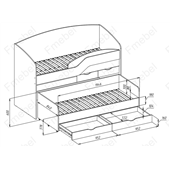 Двоярусне ліжко низьке Вашингтон Fmebel 80x190/200