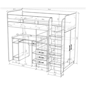 Кровать-чердак со столом Будапешт Fmebel