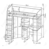 Ліжко-горище зі столом Остін Fmebel 80х190