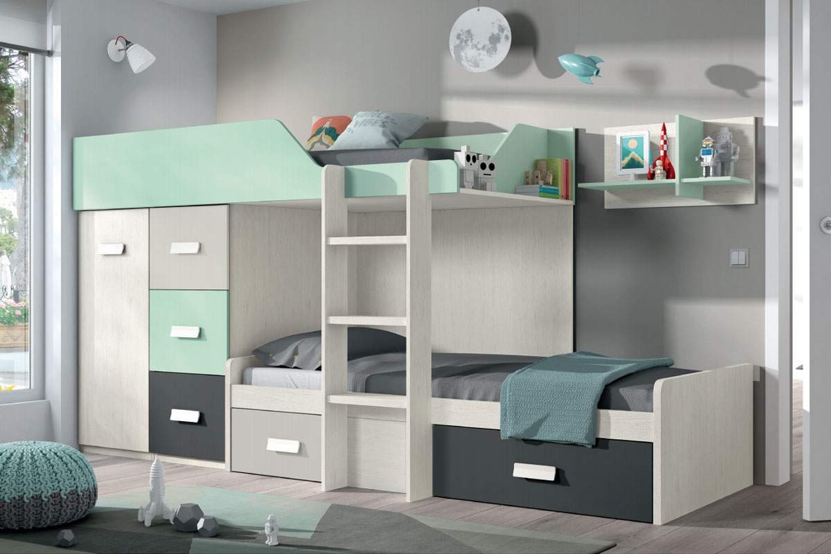 Двухъярусная кровать со шкафом Вена Fmebel 90x200