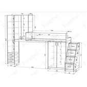 Ліжко-горище з місцем під диван Каліфорнія Fmebel 80x190