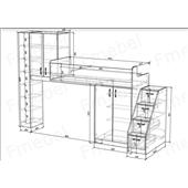 Ліжко-горище з місцем під диван Каліфорнія Fmebel 80x190