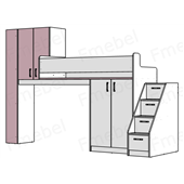 Ліжко-горище з місцем під диван Каліфорнія Fmebel 80x190