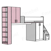 Ліжко-горище з місцем під диван Каліфорнія Fmebel 80x190