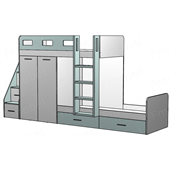 Двоярусне ліжко з шафою Бернабі Fmebel 90x200