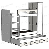 Двухъярусная кровать с дополнительным спальным местом Кале Fmebel