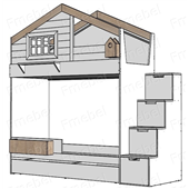 Двухъярусная кровать домик Штутгарт Fmebel