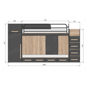 Двухъярусная кровать со шкафом Хельсинки Fmebel 90x200