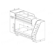 Двухъярусная кровать со шкафом Хельсинки Fmebel 90x200