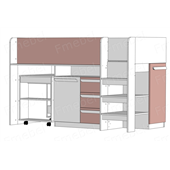Кровать-чердак со столом Ньюкасл Fmebel 90x200