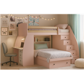 Кровать-чердак со столом двухместная Оксфорд-2 Fmebel