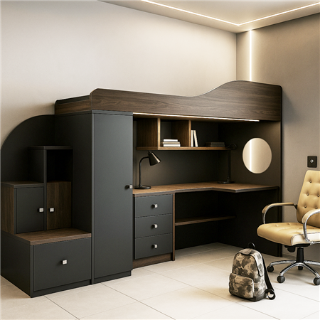 Кровать-чердак со столом Оттава Fmebel