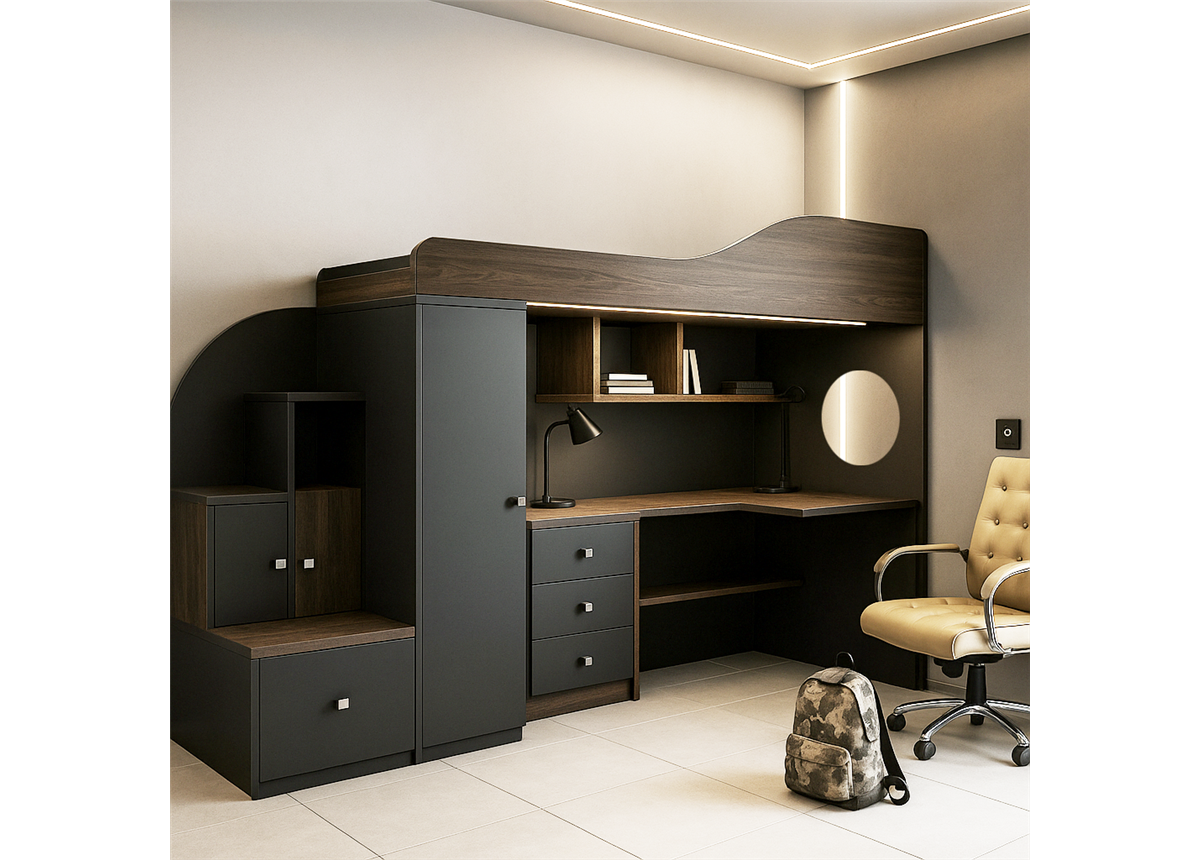 Кровать-чердак со столом Оттава Fmebel