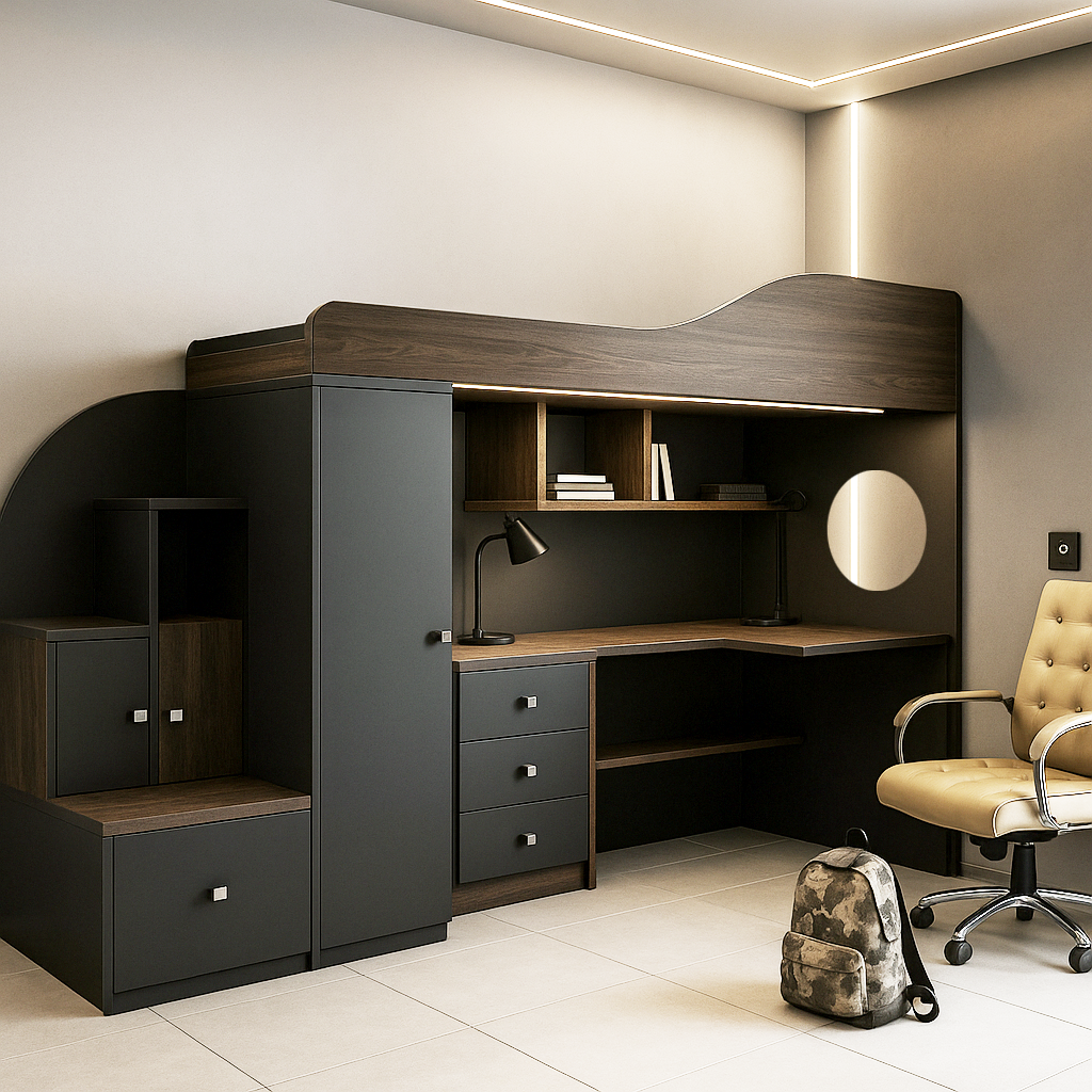 Кровать-чердак со столом Оттава-2 Fmebel