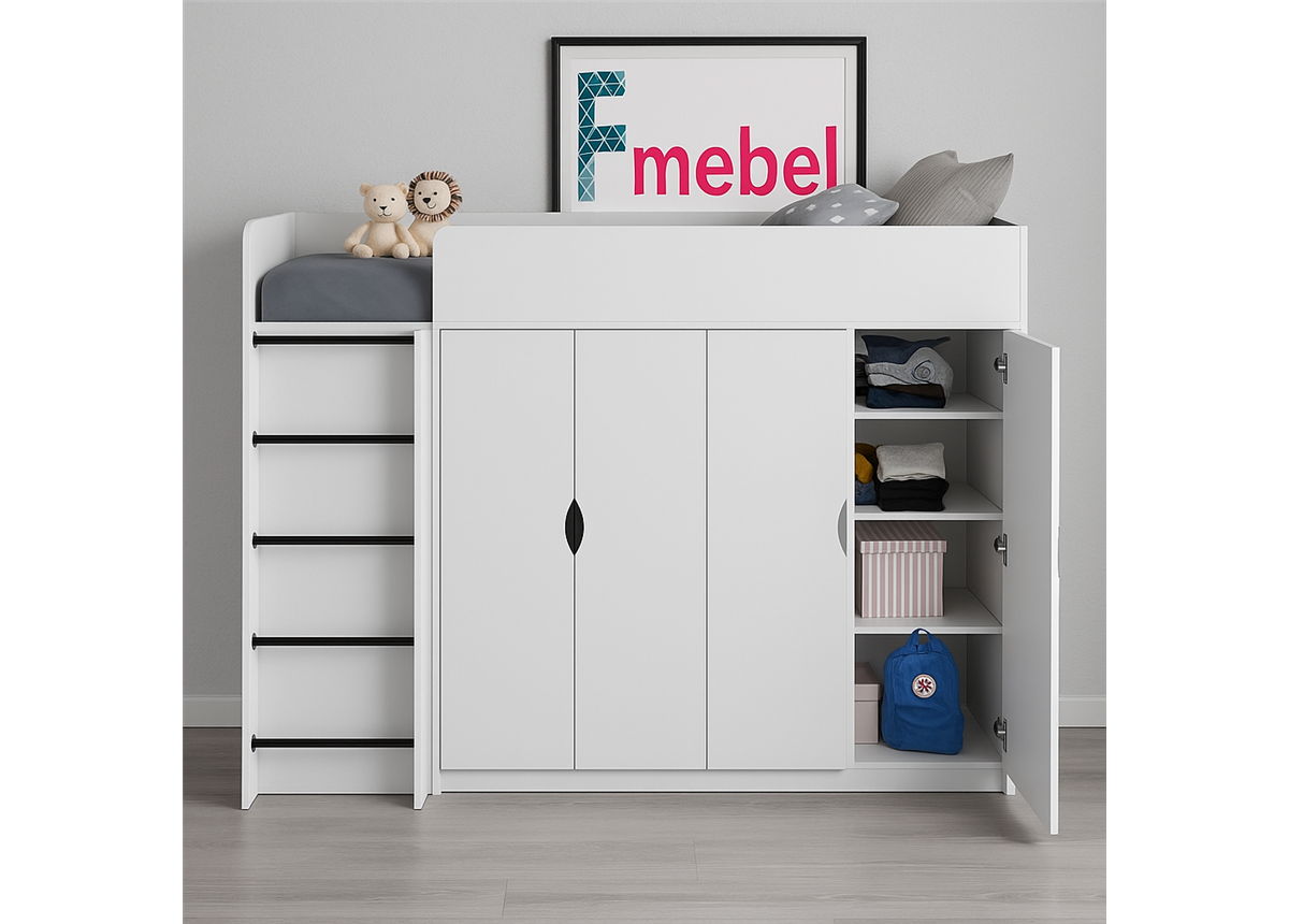 Кровать-чердак со шкафом Вермонт Fmebel 90x200