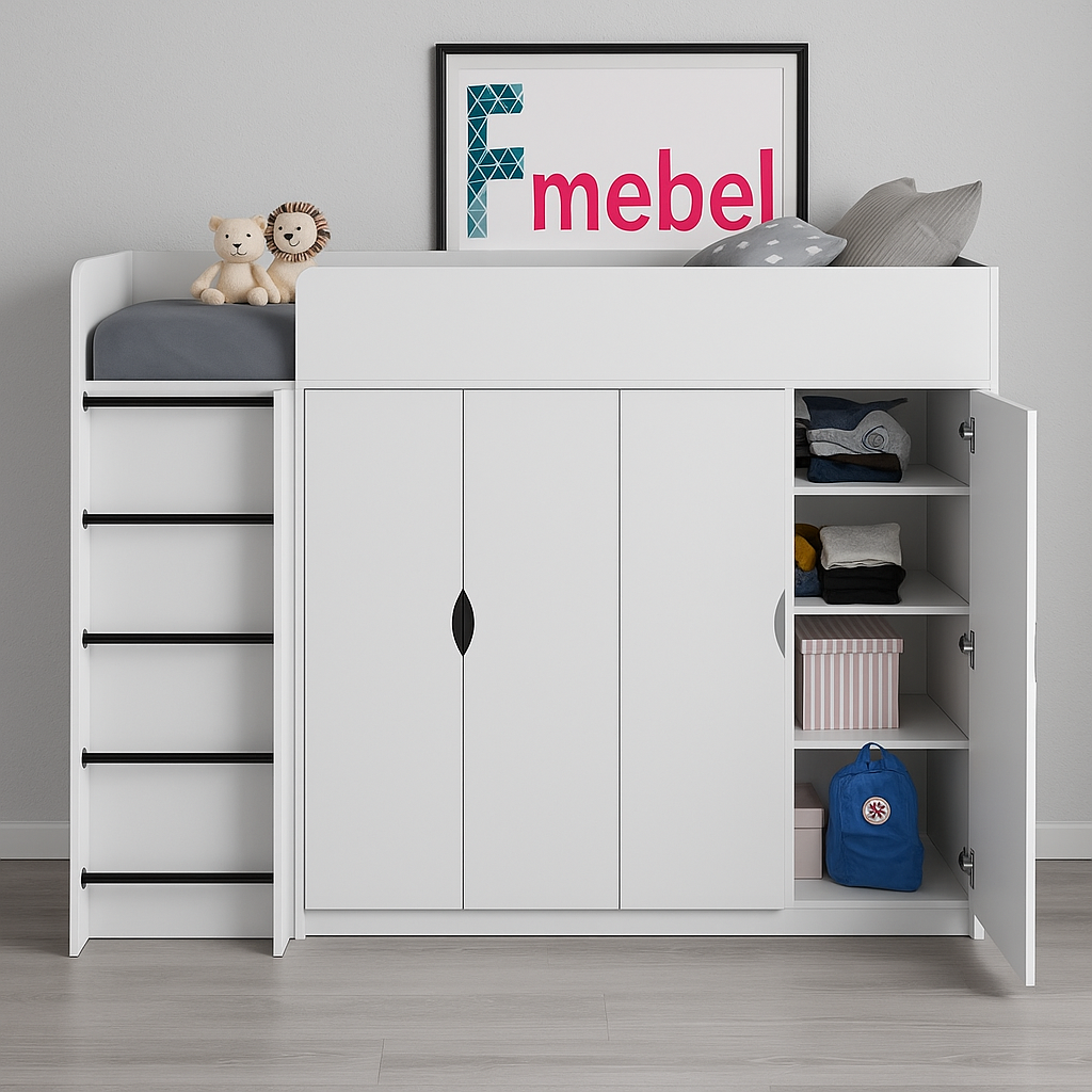 Кровать-чердак со шкафом Вермонт Fmebel 90x200