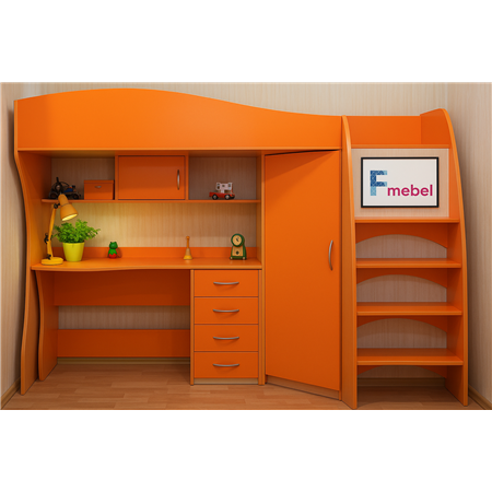 Кровать-чердак со столом Рейкьявик Fmebel