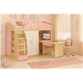 Кровать-чердак со столом Истон Fmebel 80x200