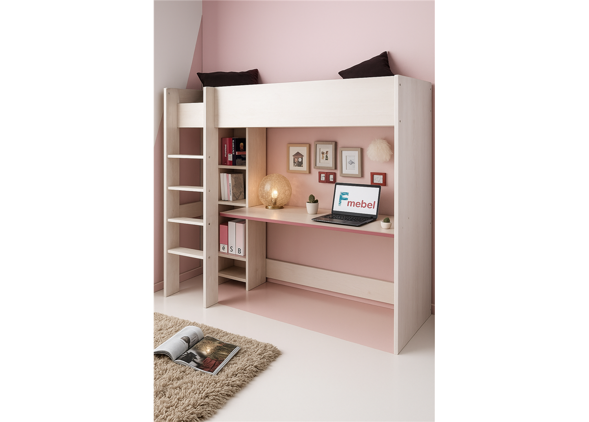 Кровать-чердак со столом Дижон Fmebel 90x200