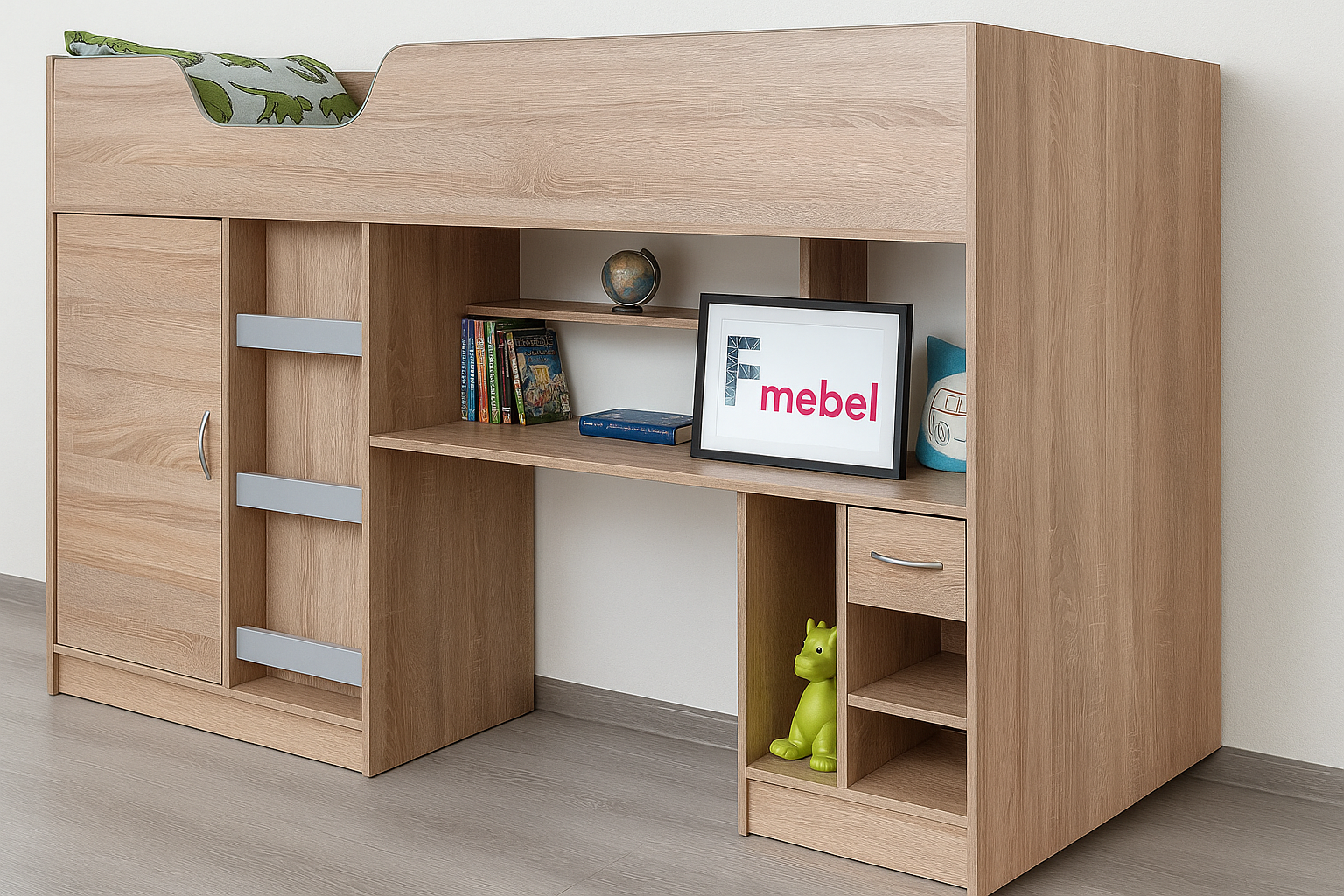 Ліжко-горище зі столом Роттердам Fmebel