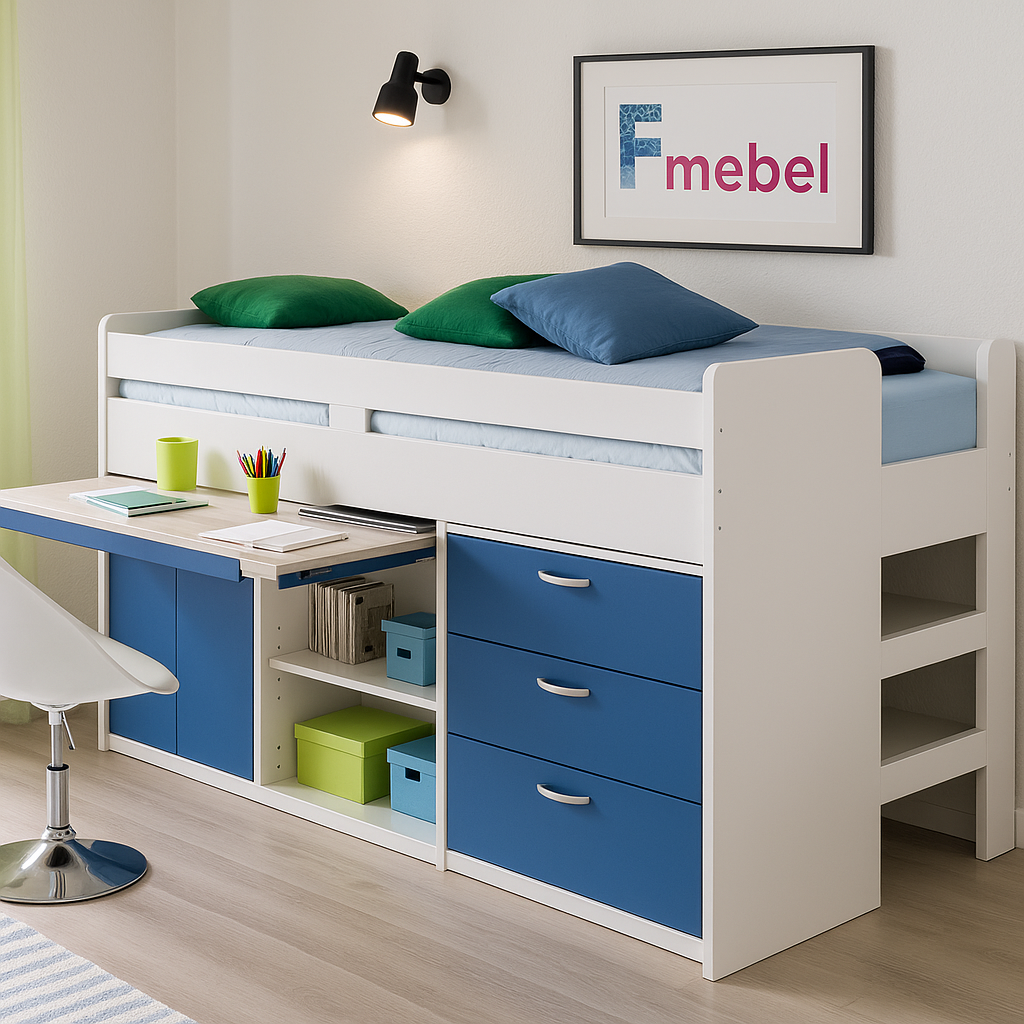 Кровать-чердак со столом Осака Fmebel