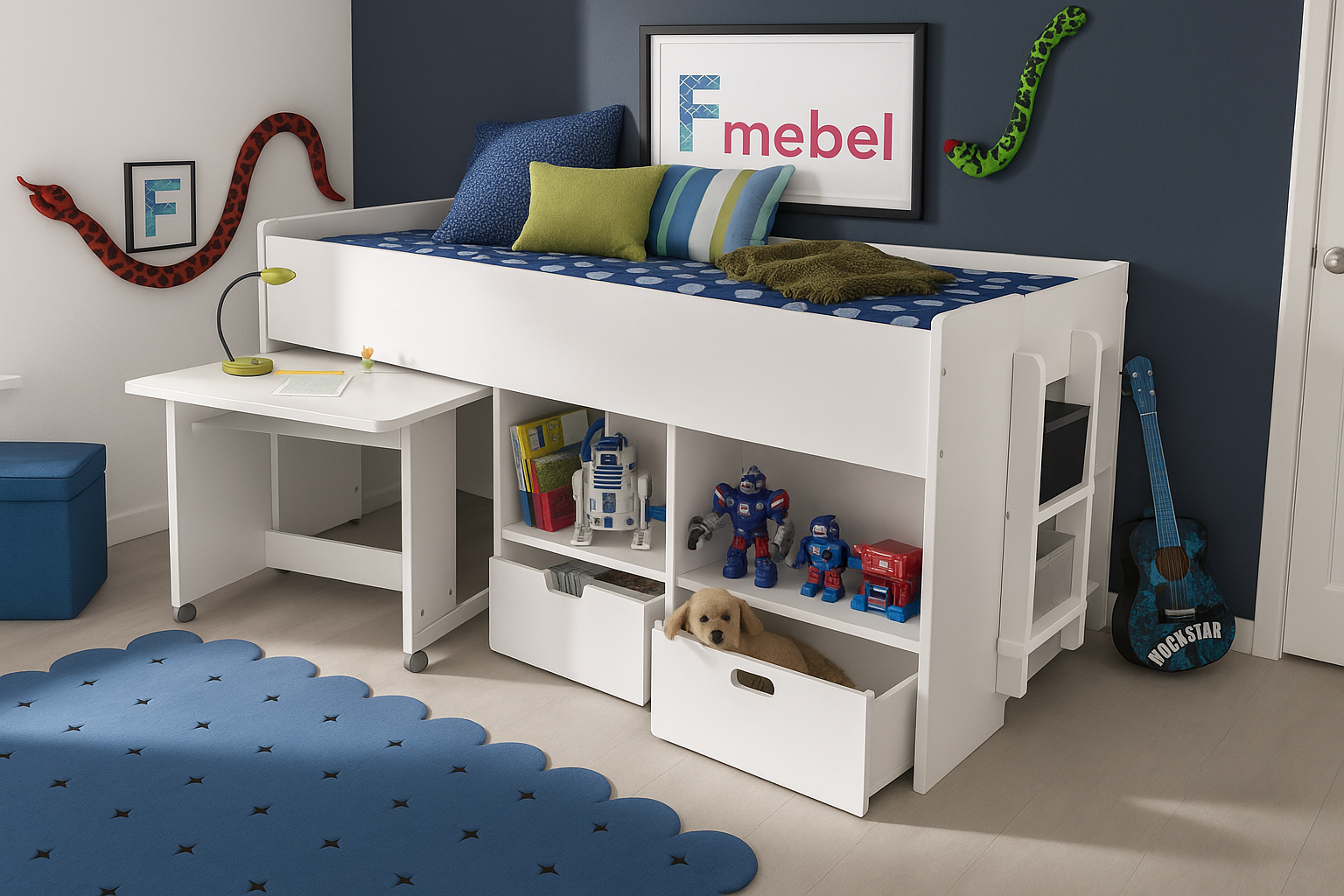 Кровать-чердак со столом Лаваль Fmebel