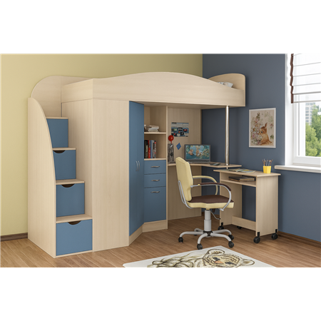 Кровать-чердак со столом Талса Fmebel 80x190