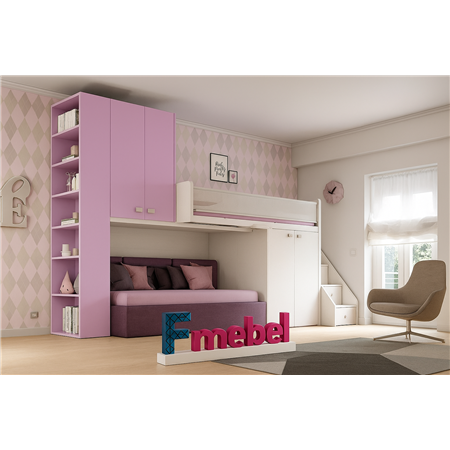 Кровать-чердак с местом под диван Калифорния Fmebel 80x190