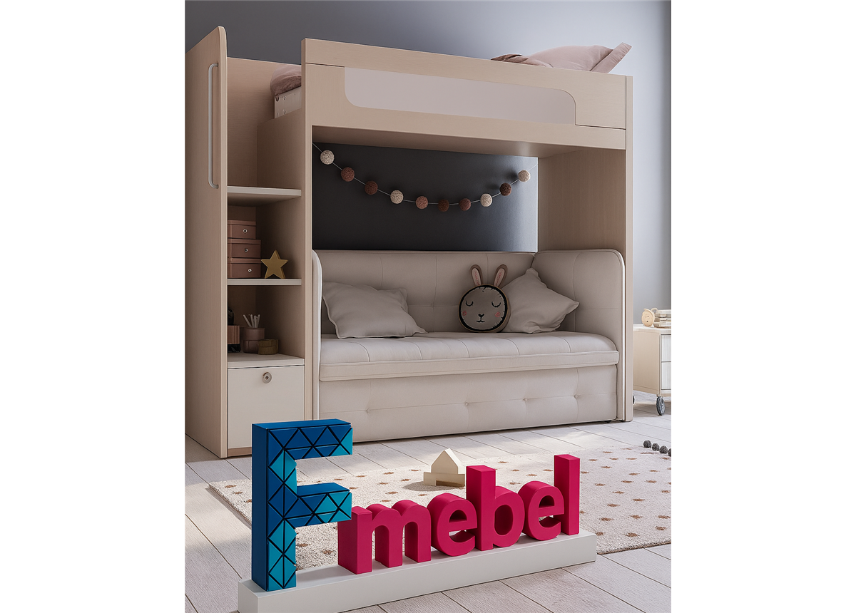 Кровать-чердак с местом под диван Коннектикут Fmebel