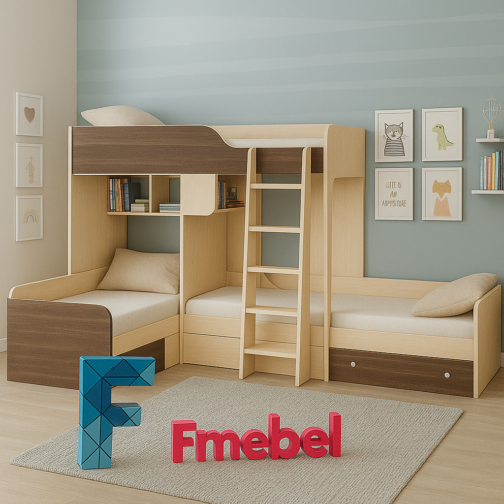 Двоярусне тримісне ліжко Луксор Fmebel 80x190