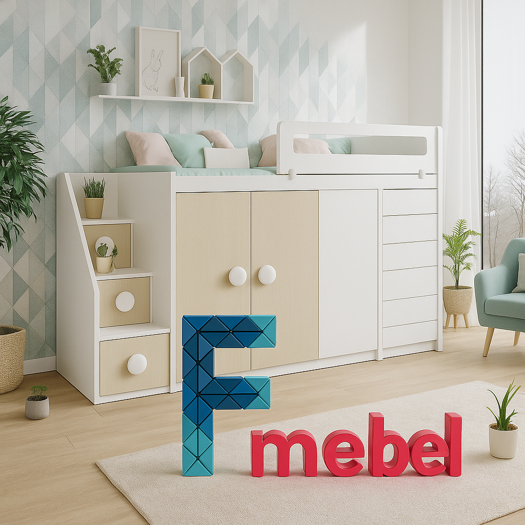 Кровать-чердак со шкафом Джорджия Fmebel 80x190